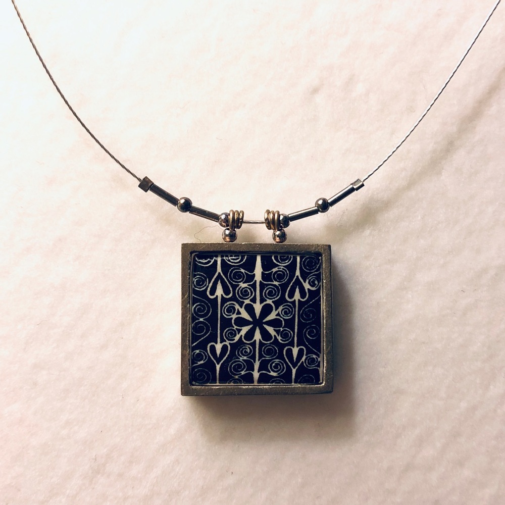 Framed Ceramic Tile Necklace